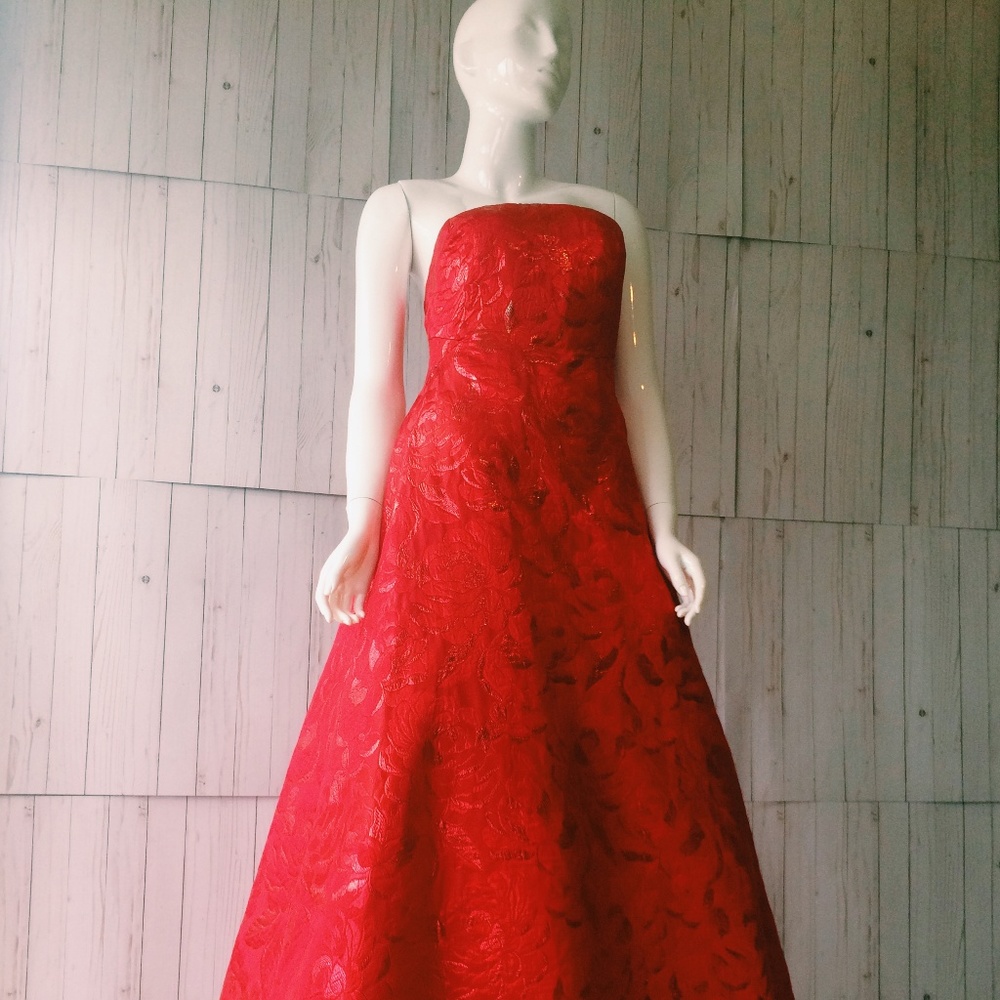 Arnold Scaasi Vintage Red Floral Lamé Brocade
